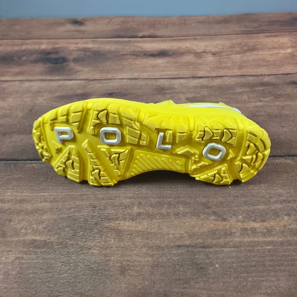 Polo Ralph Lauren Polo67 Sneakers Mens 7.5 Yellow Good Toggle Lacing Athletic